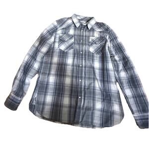 LEVI STRAUSS & CO Two Horse Brand Men’s Plaid Blue Gray Long Sleeve Shirt Large